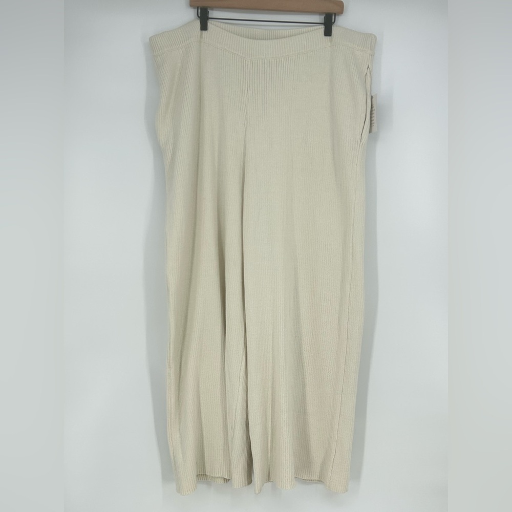 "NWT" Eloquii Women's Plus Size Wide Leg Cotton Ribbed Sweater Pants- 26/28-‎